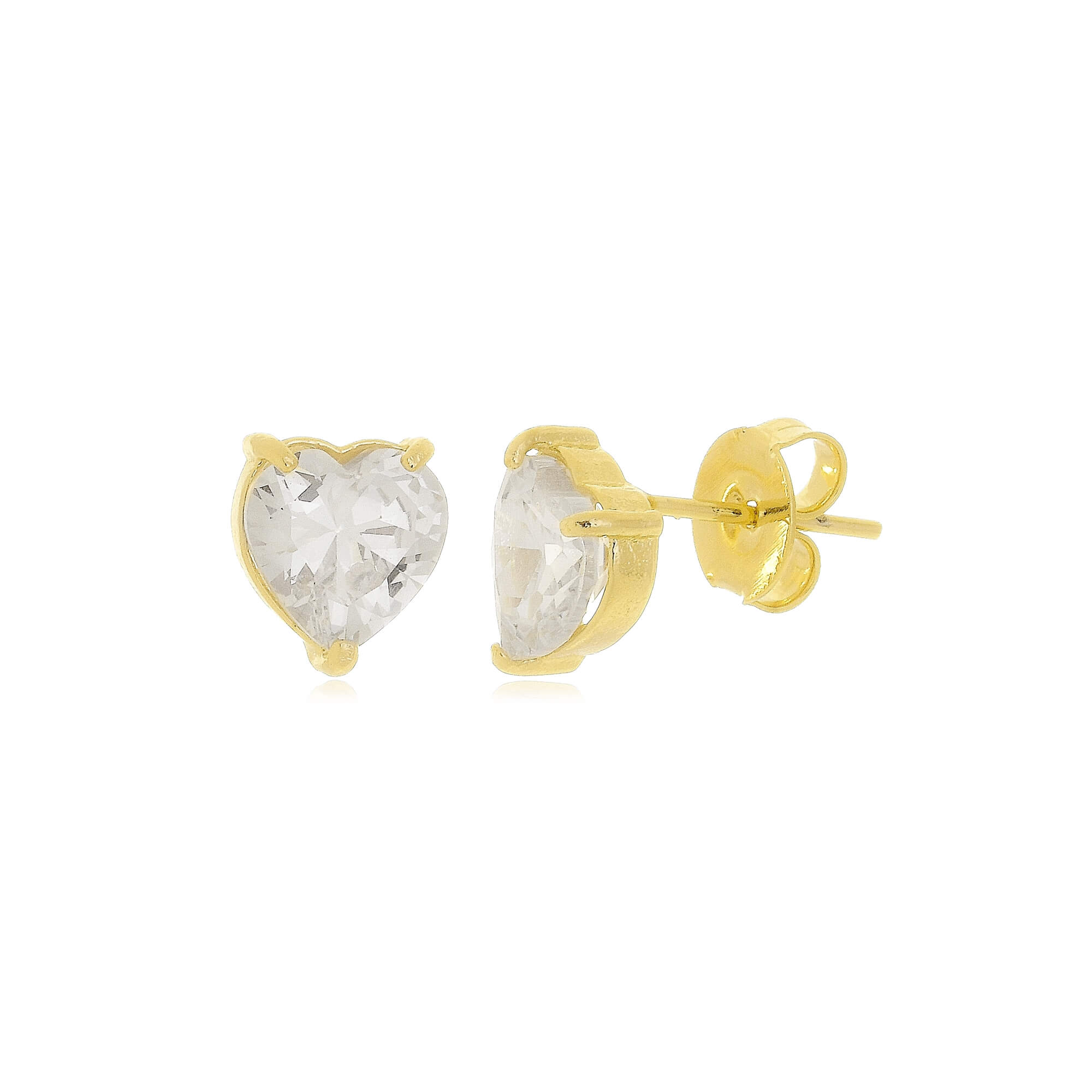 Conjunto Coração Letra Personalizável Silvia - em banho ouro 18k - Imagem 3