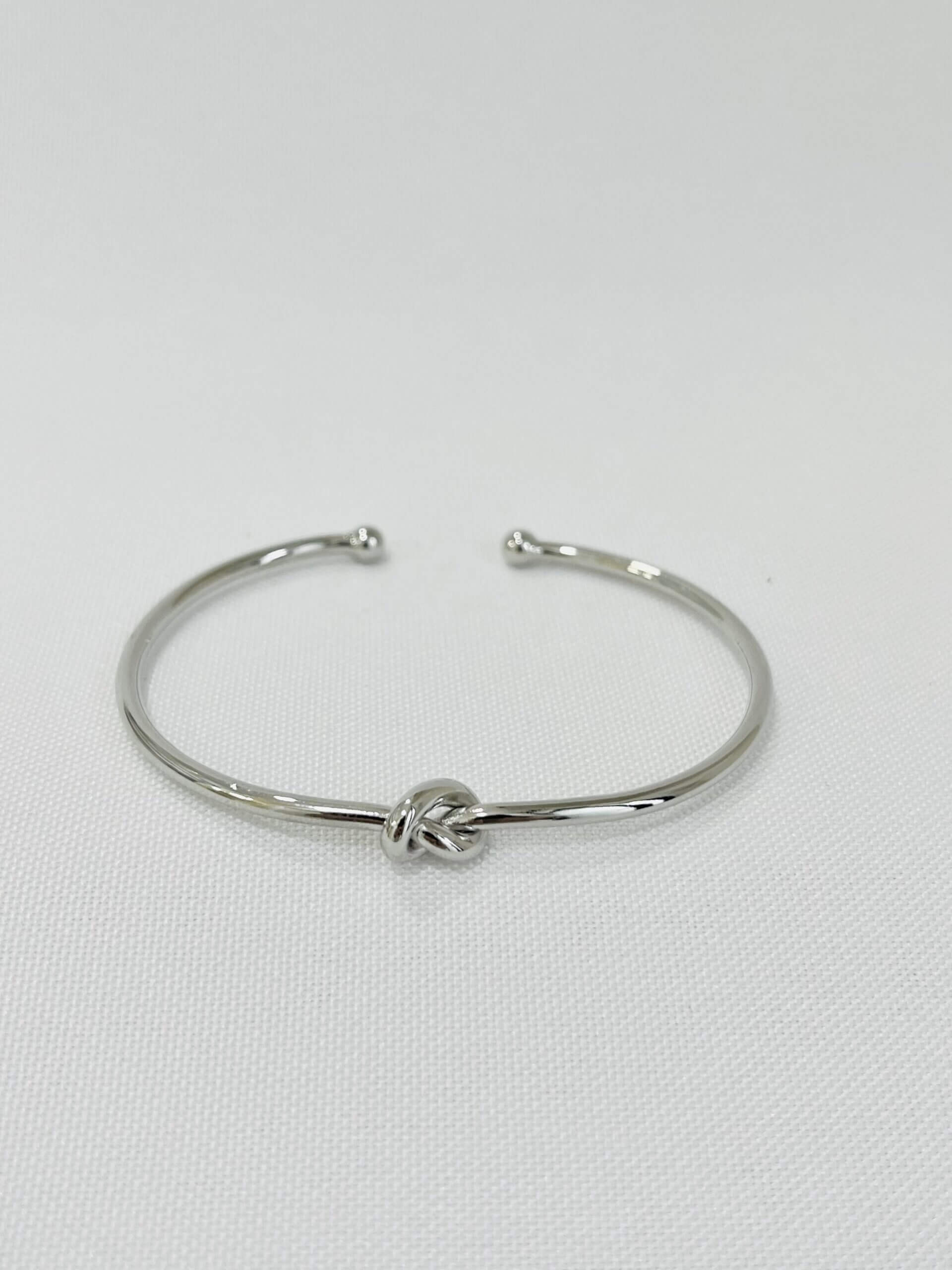 Bracelete Rígido Nó - em banho ródio branco