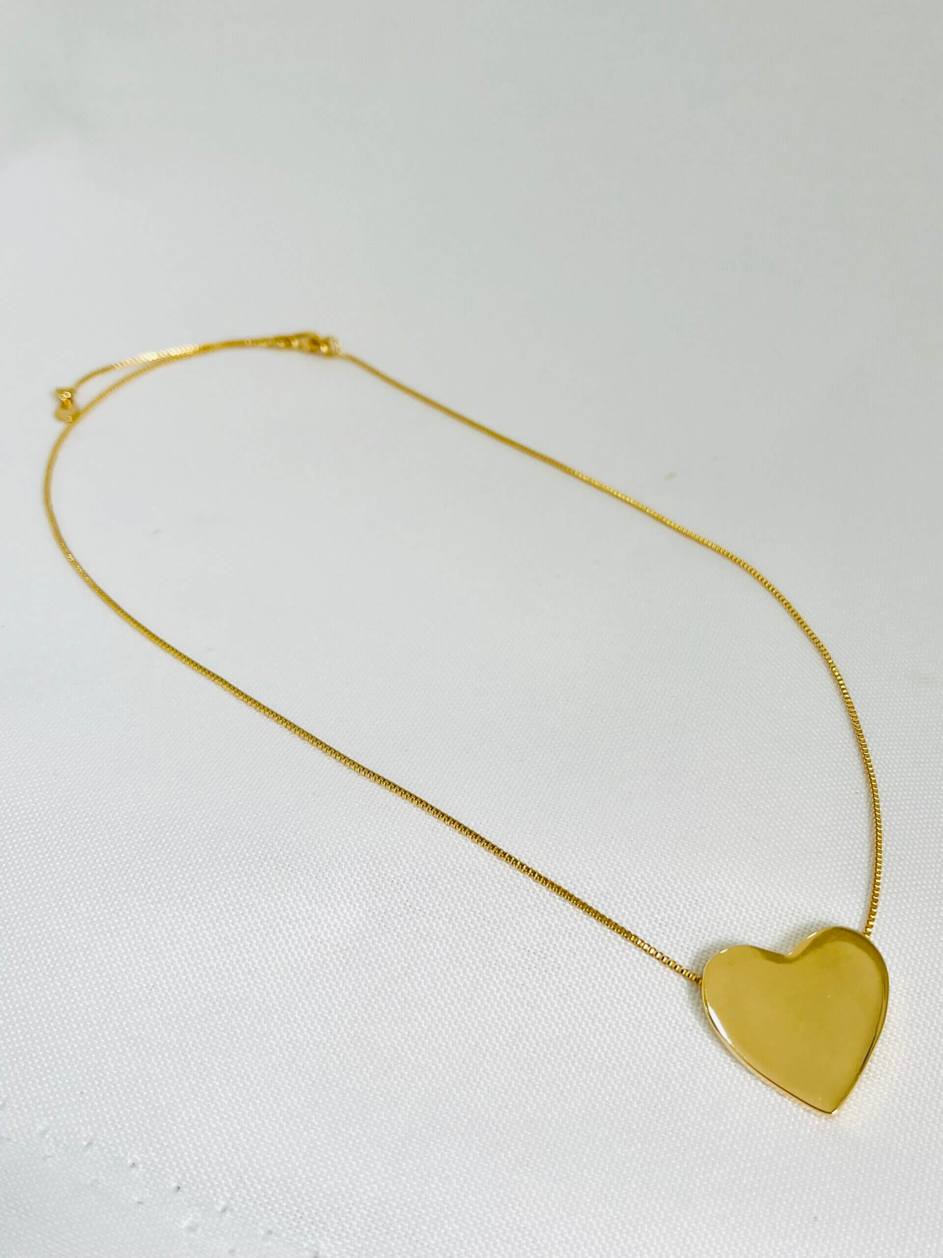 Colar Coração Chapa - em banho ouro 18k - Imagem 4