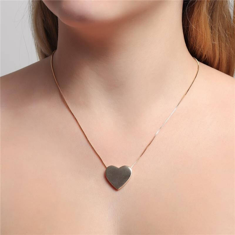 Colar Coração Chapa - em banho ouro 18k - Imagem 3
