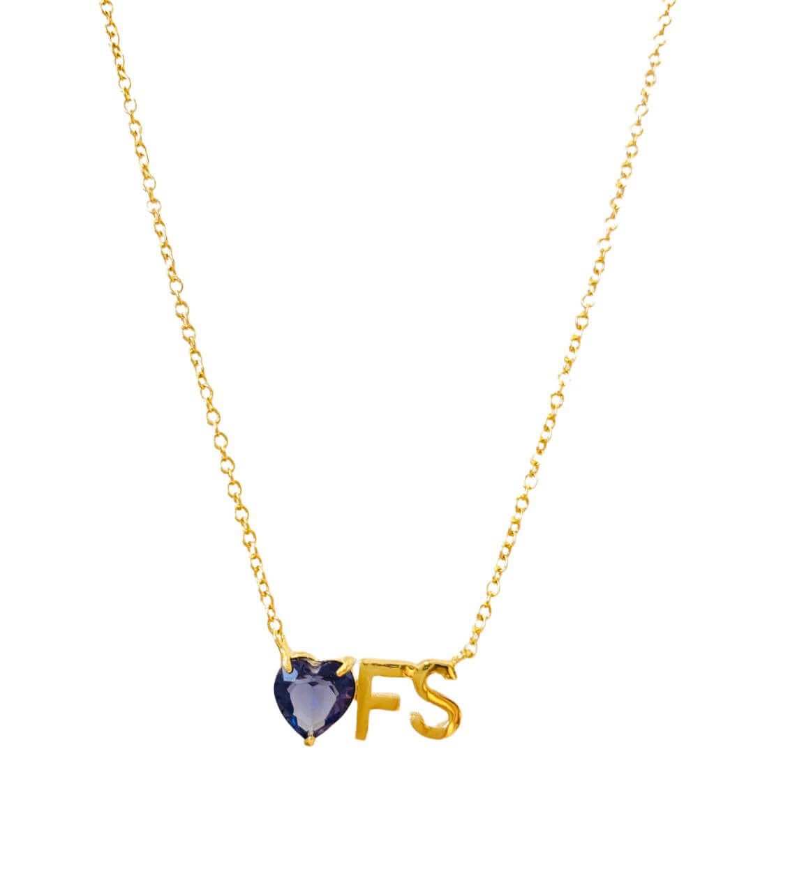 Colar Personalizado Letra Coração Silvia - em banho ouro 18k