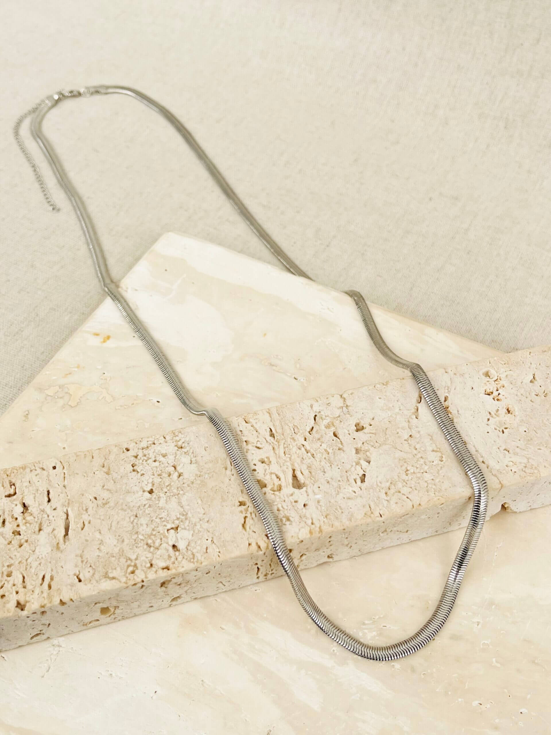 Colar Snake Longo - em banho ródio branco - Imagem 2