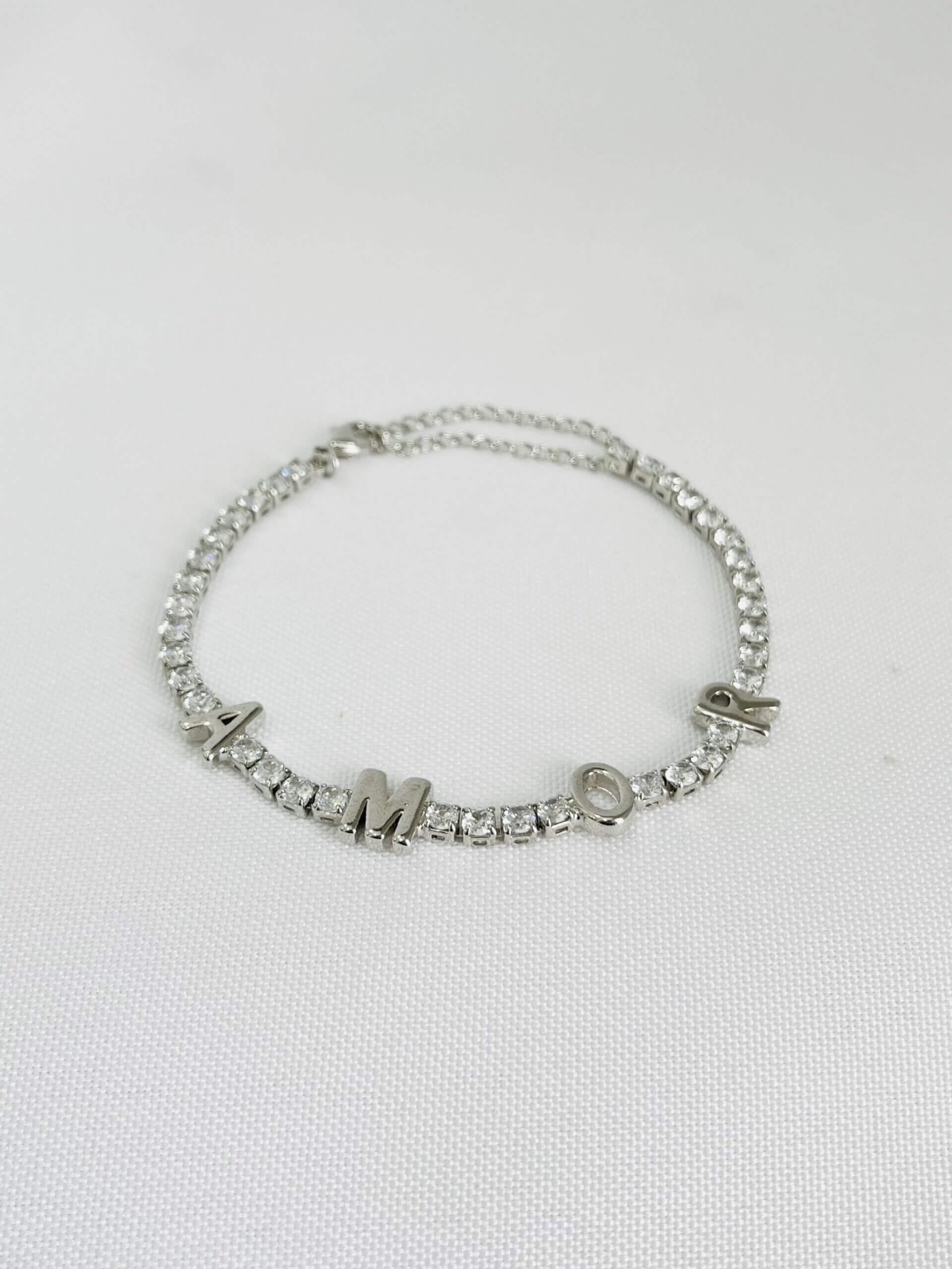 Pulseira Riviera Amor - em banho ródio branco