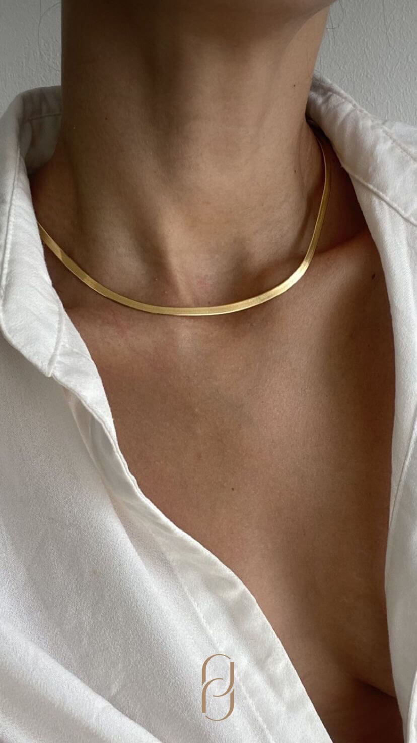 Colar Fita Snake Bia 2mm P - em banho ouro 18k - Imagem 3