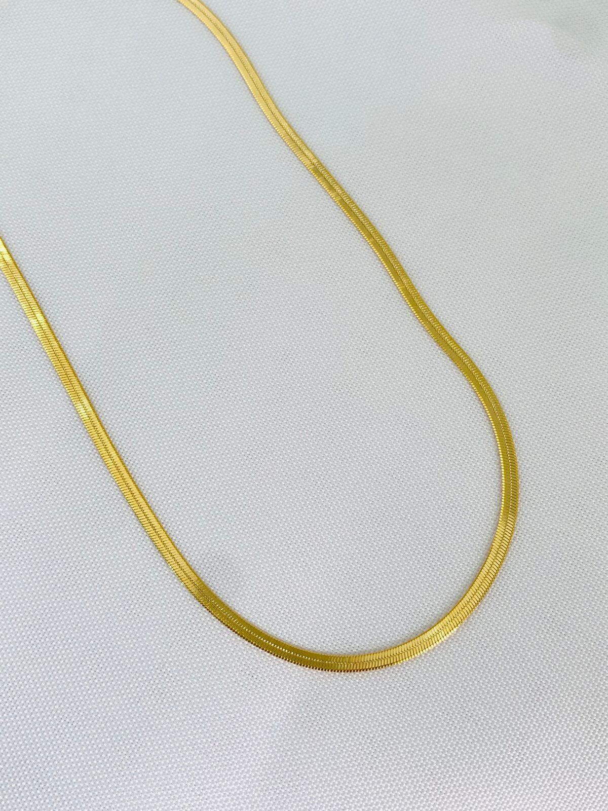 Colar Fita Snake Bia 2mm P - em banho ouro 18k