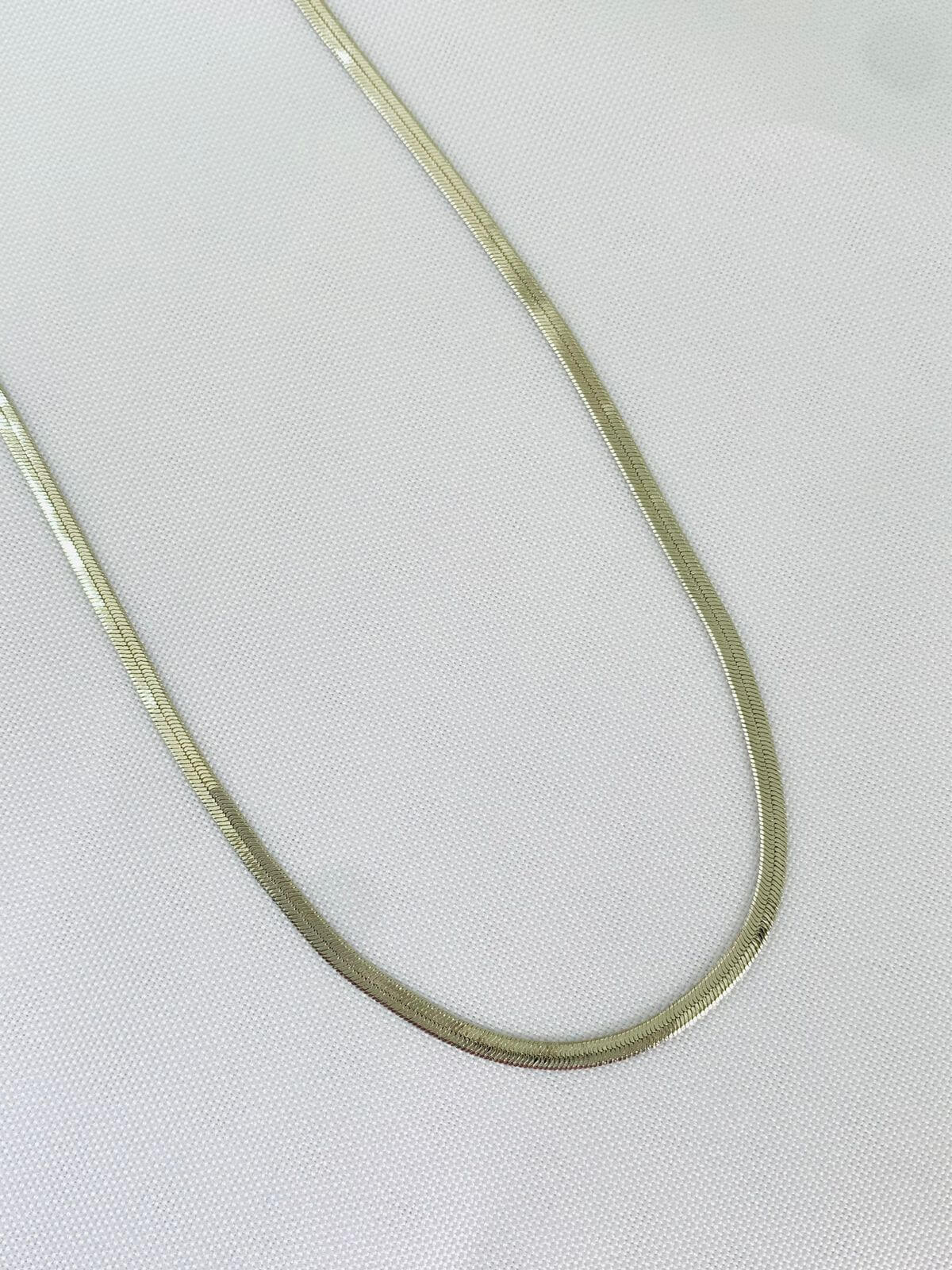 Colar Fita Snake Bia 2mm P - Banho Rodio Branco