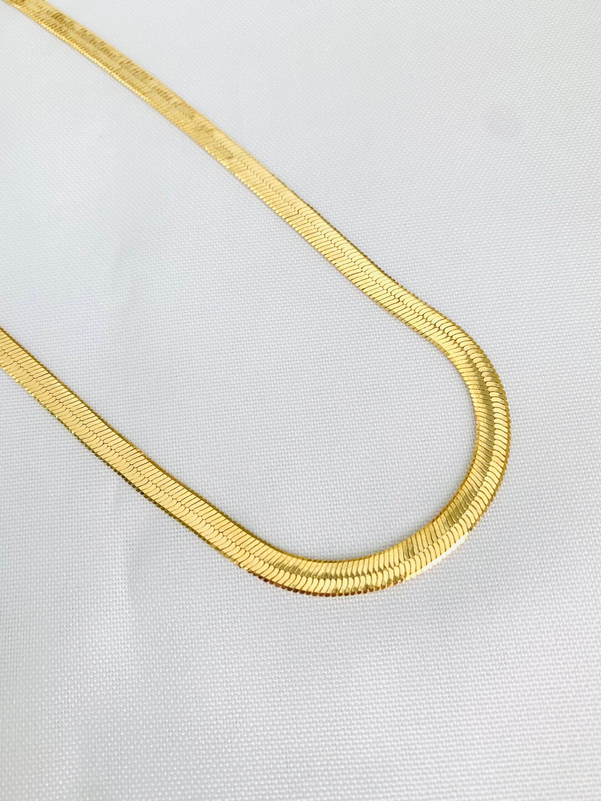 Colar Fita Snake Bia 5mm M - em banho ouro 18k