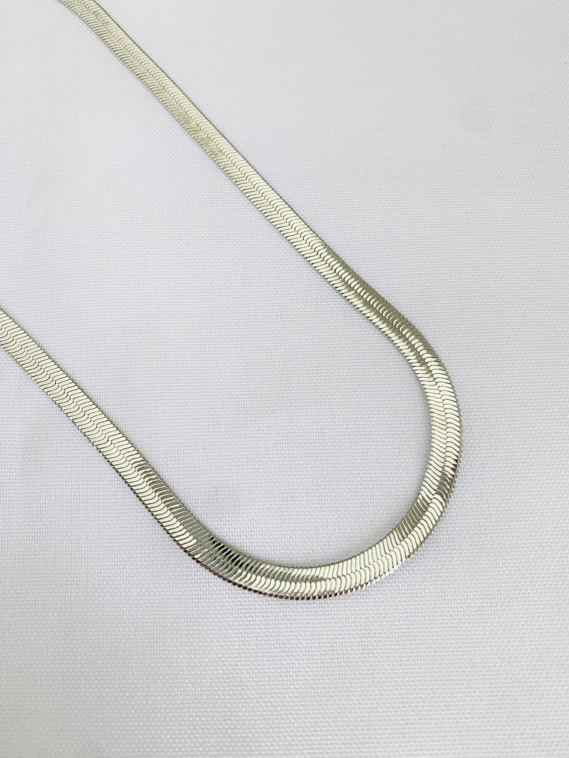 Colar Fita Snake Bia 5mm M - Banho Ródio Branco
