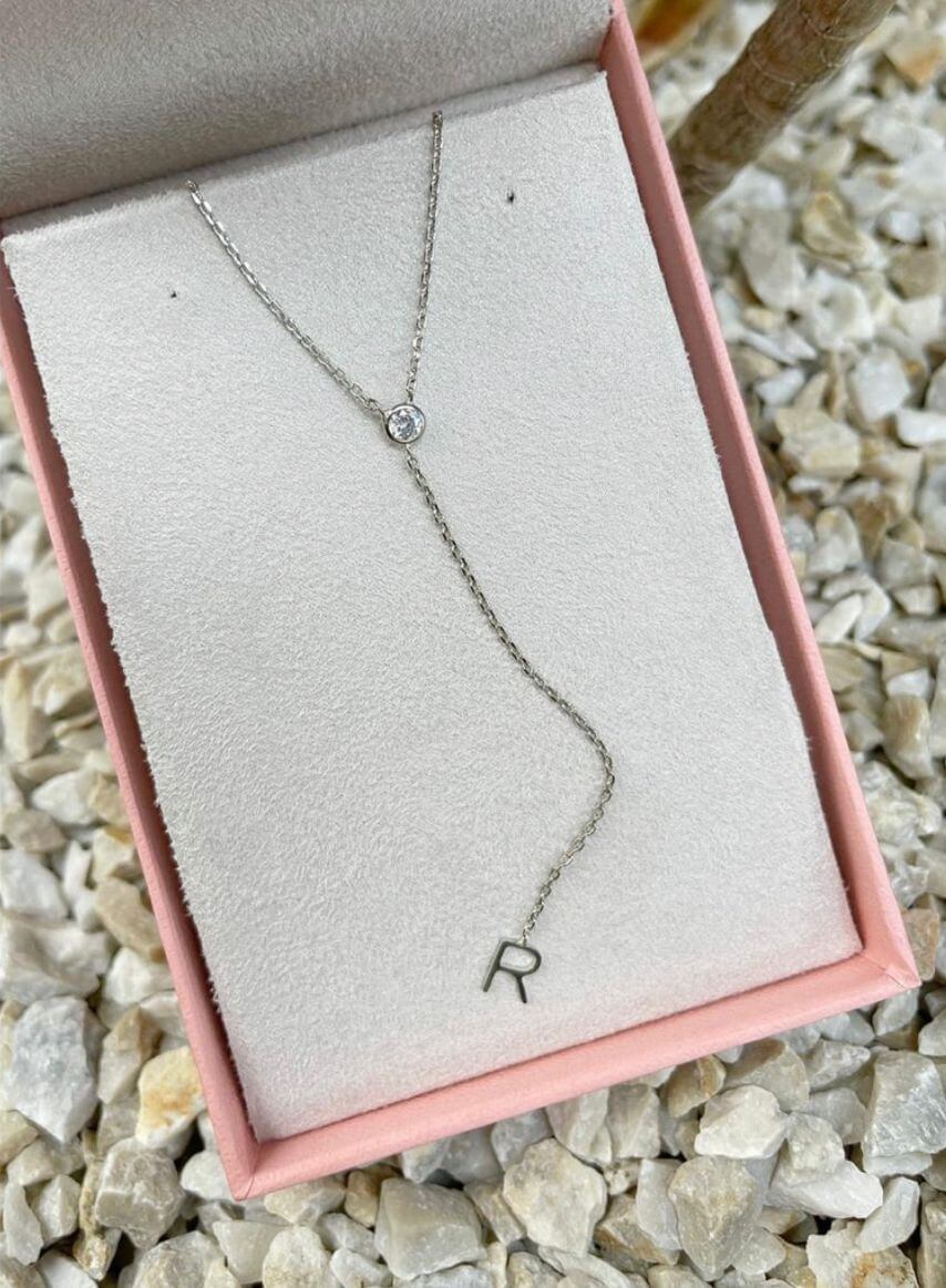 Colar Personalizável Gravata Delicado - em ródio branco - Imagem 2