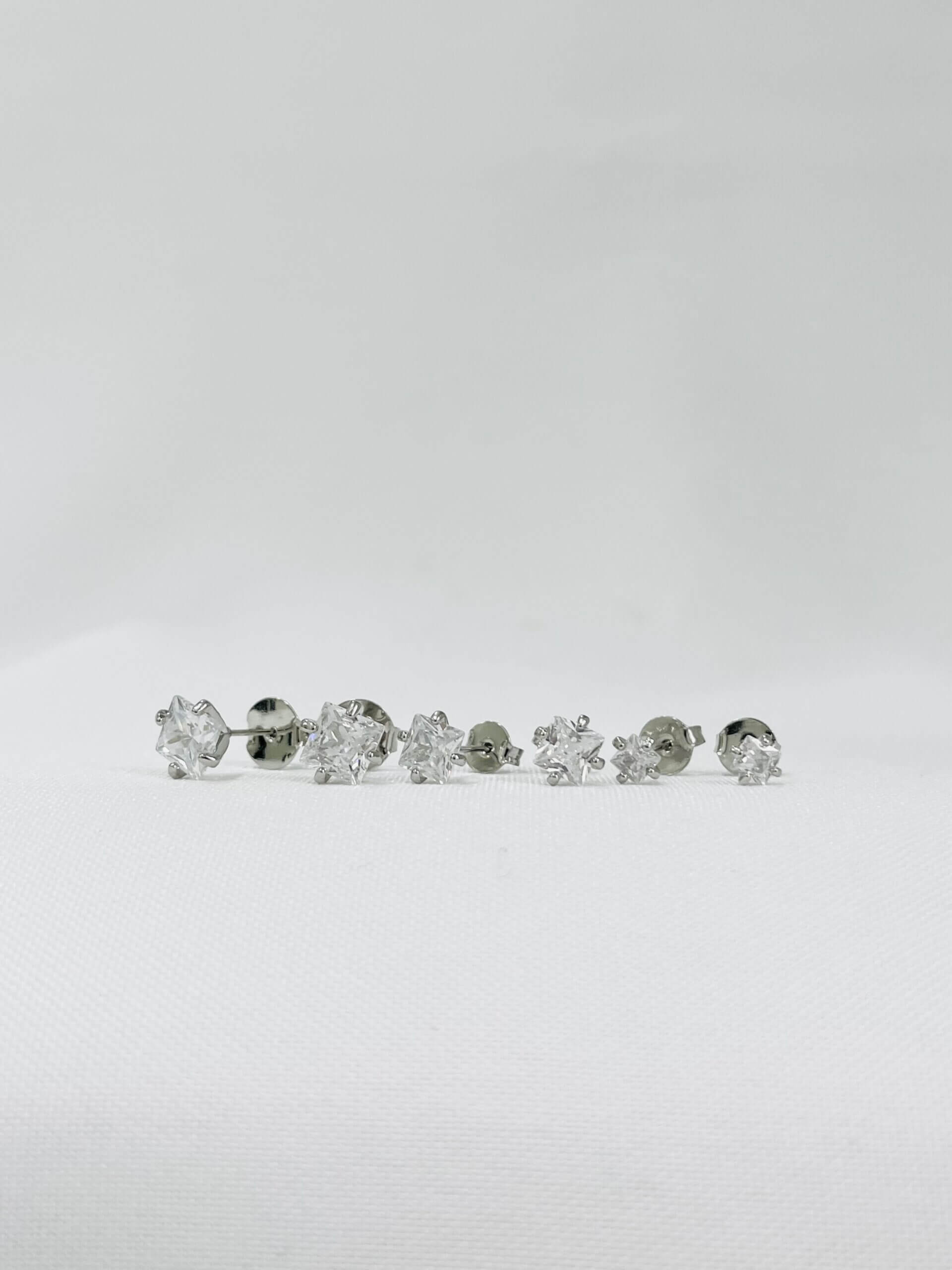 Trio Quadrado Cristal Valen - em banho ródio branco - Imagem 3