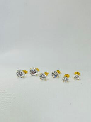 Trio Ponto de Luz Cristal Maria - em banho ouro 18k