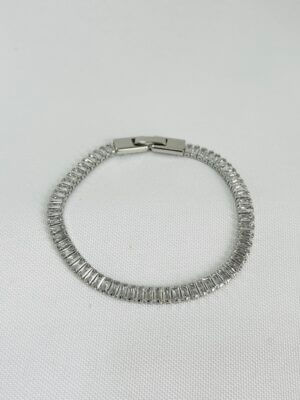 Pulseira Cristais Navetados Leila - em ródio branco.
