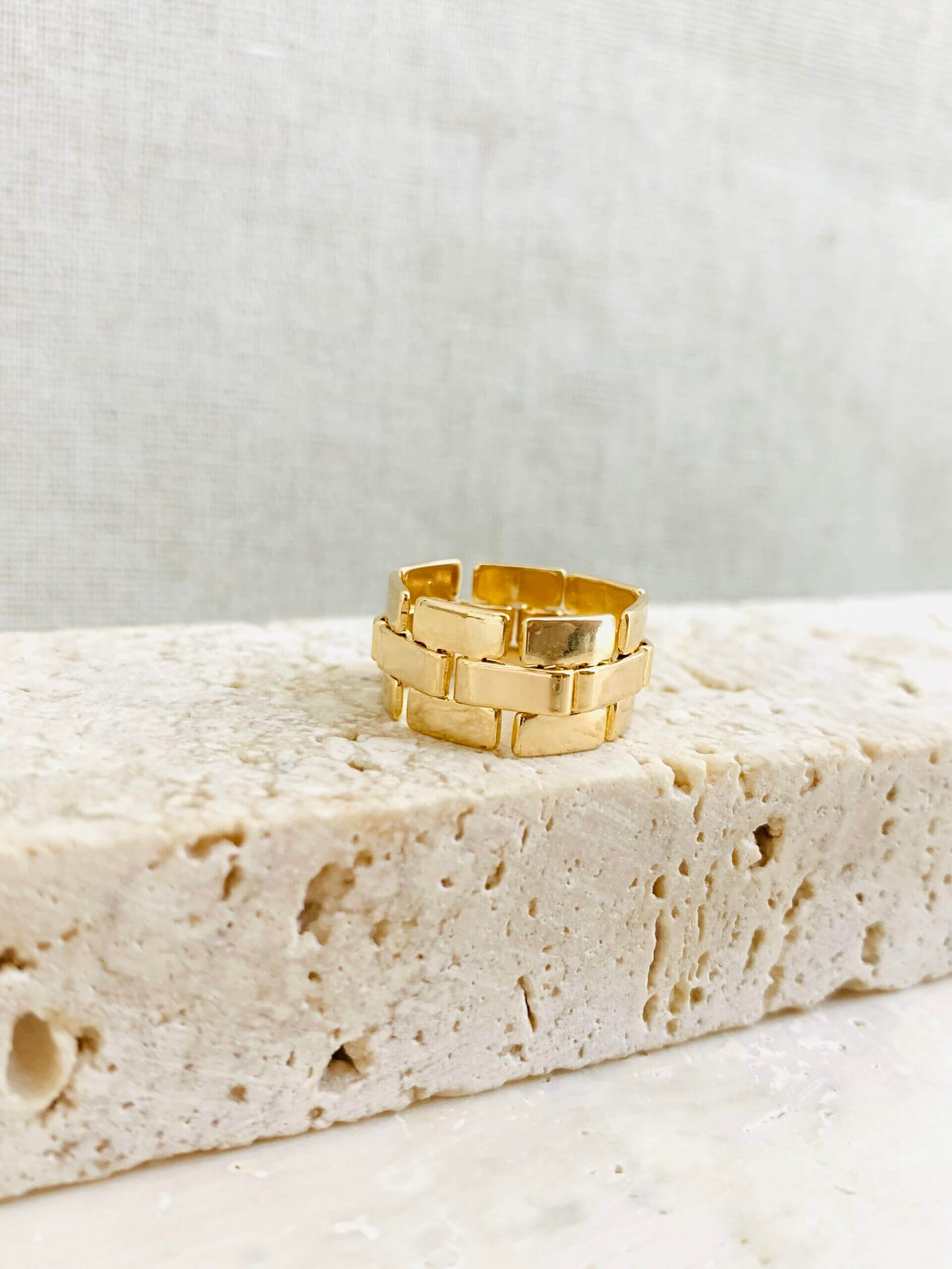 Anel Corrente Maleavél Magda - em banho ouro 18k - Imagem 2