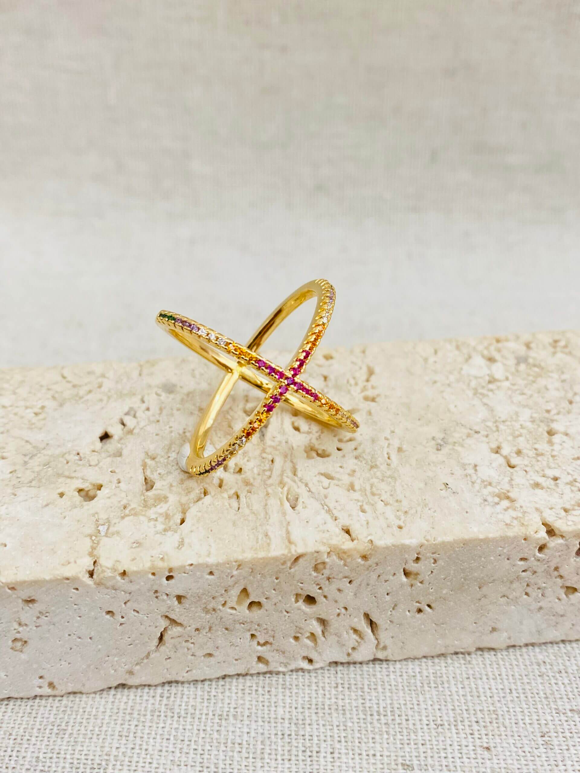 Anel Fios Colors Paloma - em banho ouro 18k - Imagem 2