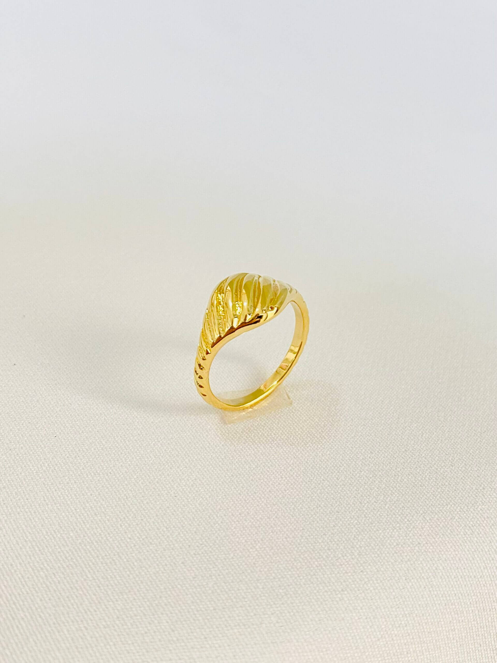 Anel Chapa Texturizada Verona - em banho ouro 18k