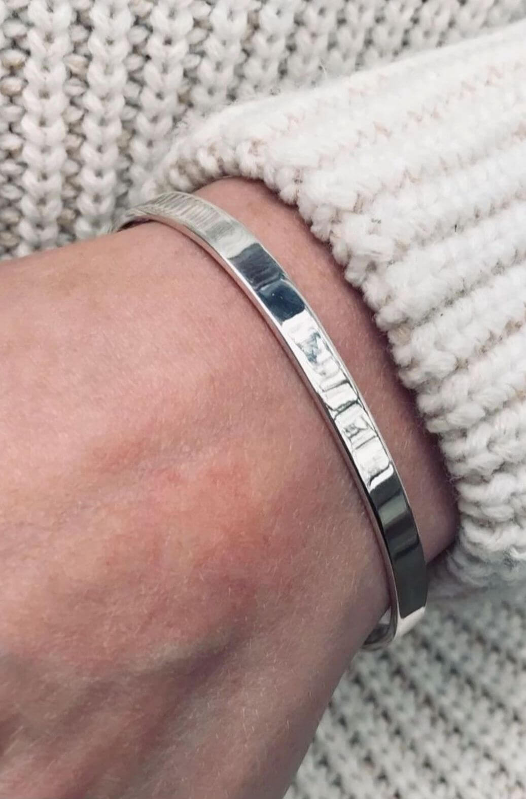 Bracelete Liso Albiero - em banho ródio branco - Imagem 2