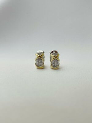 Argola Duo Inspiração Angelina - em banho de ródio branco e banho ouro 18K