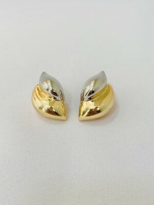 Brinco Gota Duo Tati - em banho ouro 18k e banho de ródio branco