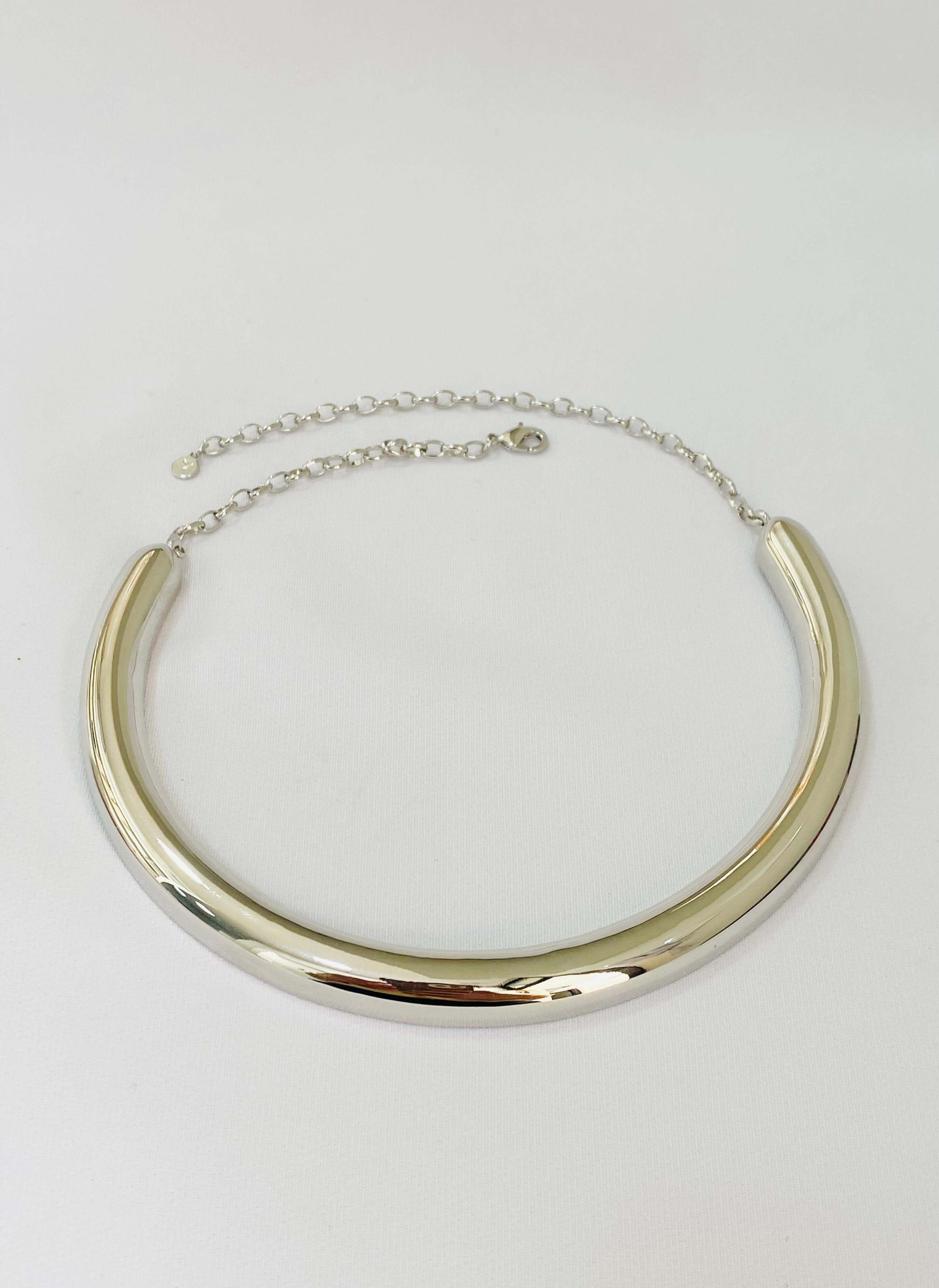 Choker Tubular Paola - em banho de ródio branco