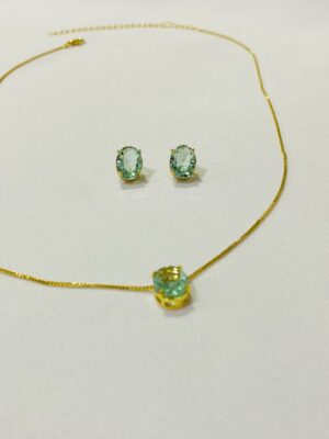 Conjunto Aquamarine - em banho ouro 18K