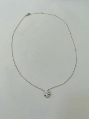 Colar Flor 5 mm em Moissanite - em prata 925