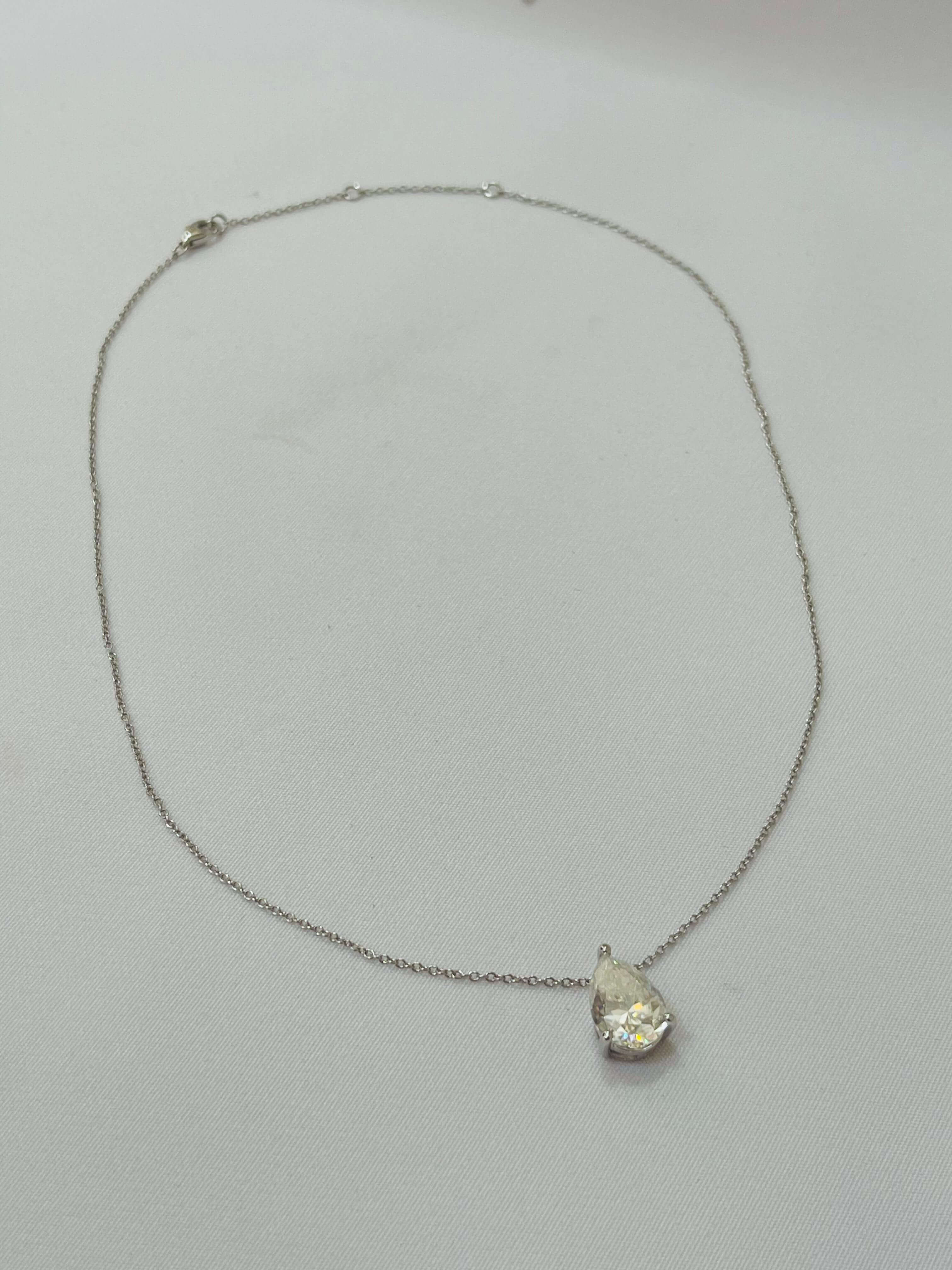Colar Gota Moissanite 8mm - em prata 925 - Imagem 2