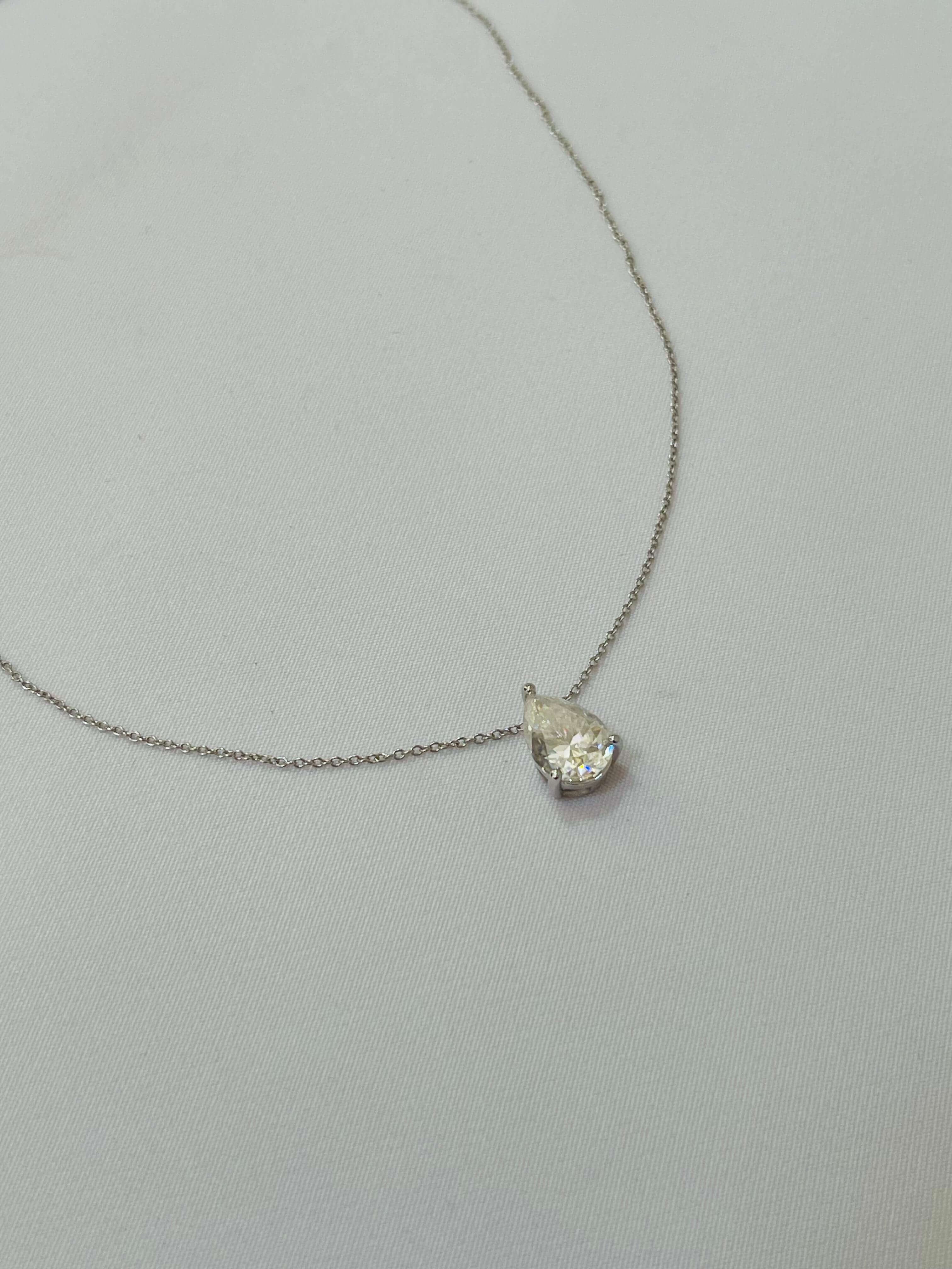 Colar Gota Moissanite 8mm - em prata 925