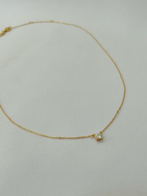 Colar Ponto de Luz 6mm em Moissanite - em prata 925 finalizado no banho ouro 18k