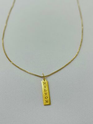 Alternative view of Colar Personalizado Pingente Chapa - em prata 925 finalizado no banho ouro