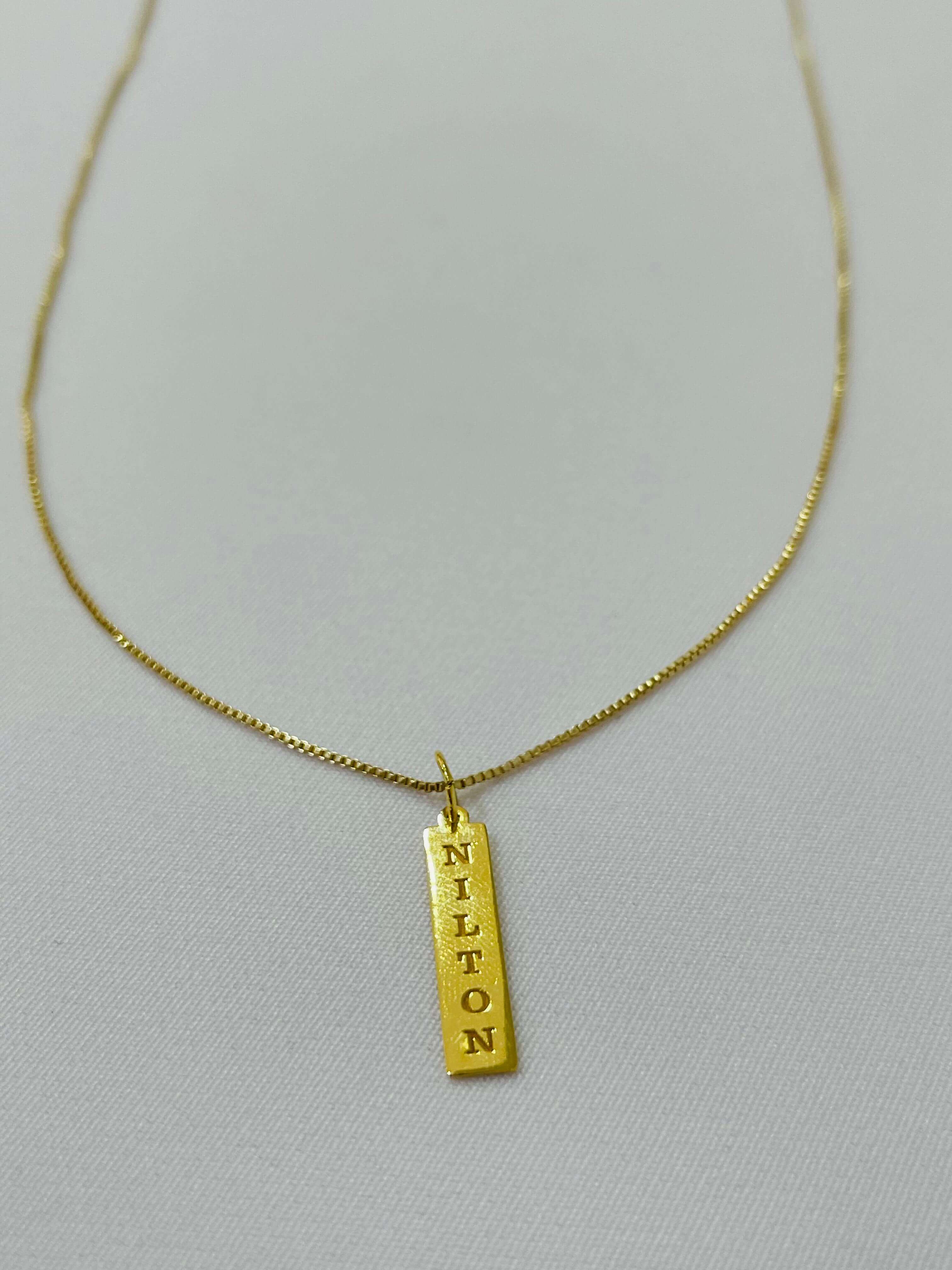 Colar Personalizado Pingente Chapa - em prata 925 finalizado no banho ouro - Imagem 2