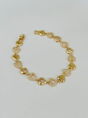 Pulseira Coração Marceli - em banho ouro 18k