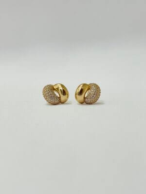 Brinco Liso e Cravejado Amélia - em banho de ródio branco