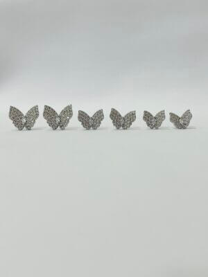 Trio Brinco Borboleta Lara - em banho de ródio branco