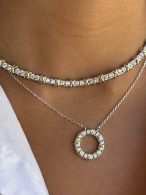 Alternative view of Colar Riviera Angelina - banho de ródio branco e banho ouro 18k