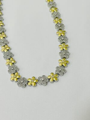 Alternative view of Choker Duo Flower Karen - em banho de ródio branco e banho ouro 18k