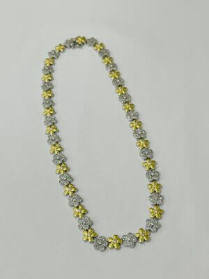 Choker Duo Flower Karen - em banho de ródio branco e banho ouro 18k