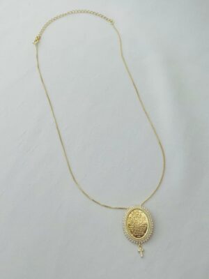 Alternative view of Colar Oval  Oração do Pai Nosso - em banho ouro 18k