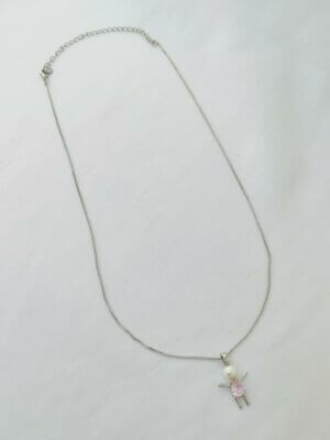 Alternative view of Colar Filha Cor Kunzita - em banho ródio branco