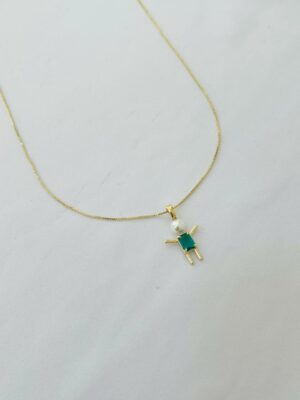 Colar Filho Cor Turmalina  - em banho ouro 18k