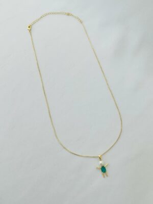 Alternative view of Colar Filho Cor Turmalina  - em banho ouro 18k