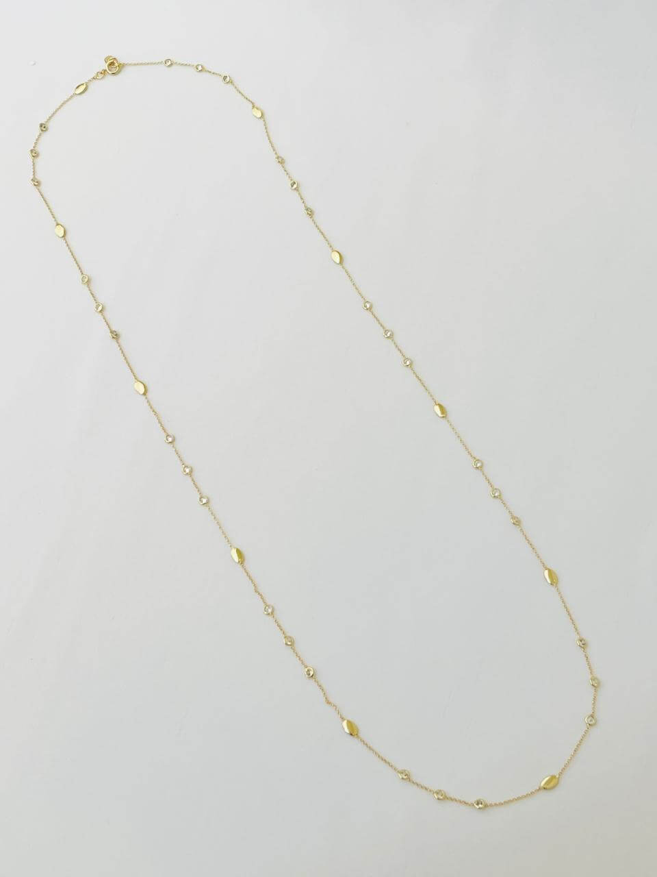 Colar Longo Inspiração Cravejada - em banho ouro 18k - Imagem 2