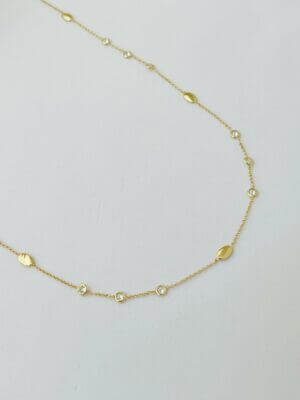 Colar Longo Inspiração Cravejada - em banho ouro 18k