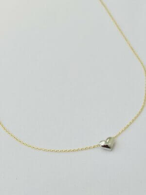 Colar Coração Duo - em banho de ródio branco e banho ouro 18k