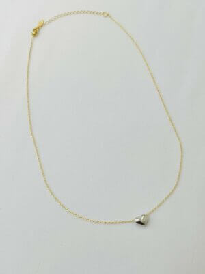 Alternative view of Colar Coração Duo - em banho de ródio  branco e banho ouro 18k