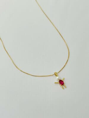 Colar Filha Cor Rubi - em banho ouro 18k