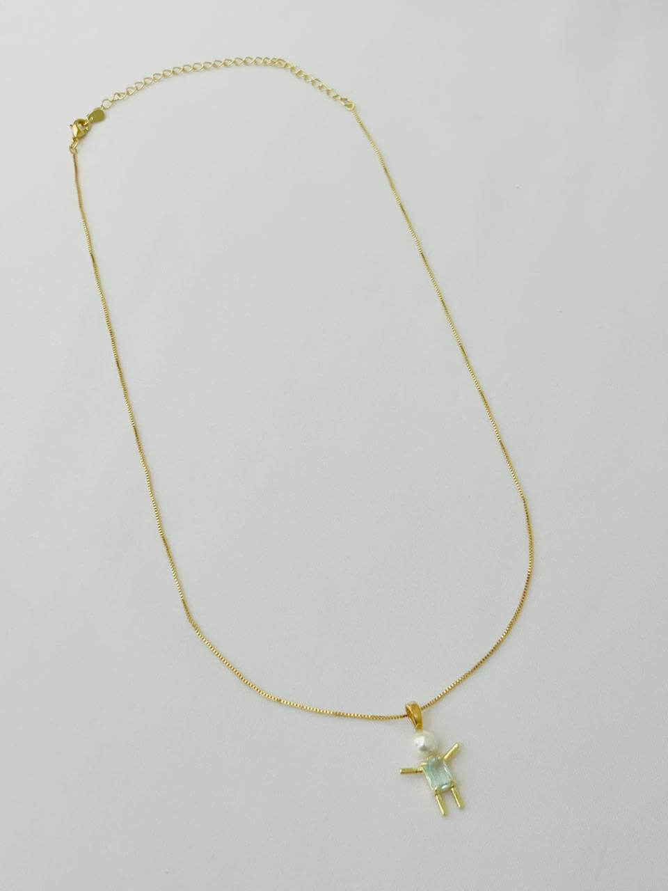 Colar Filho Cor Aqua - em banho ouro 18k - Imagem 2