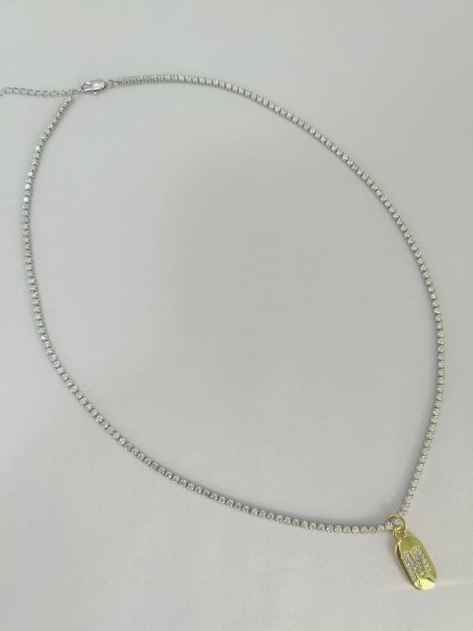 Colar Personalizado Cintia - em banho Ouro 18k e Ródio Branco