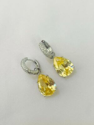 Brinco Duomo Goma Yellow Fancy - em banho Ródio Branco