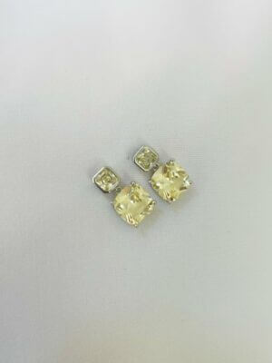 Brinco Quadrado Yellow - em banho Ródio Branco