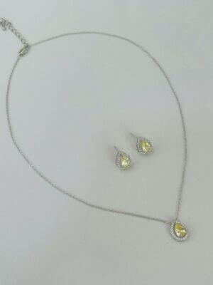 Conj. Delicado Gota Íris  - em banho Ródio branco